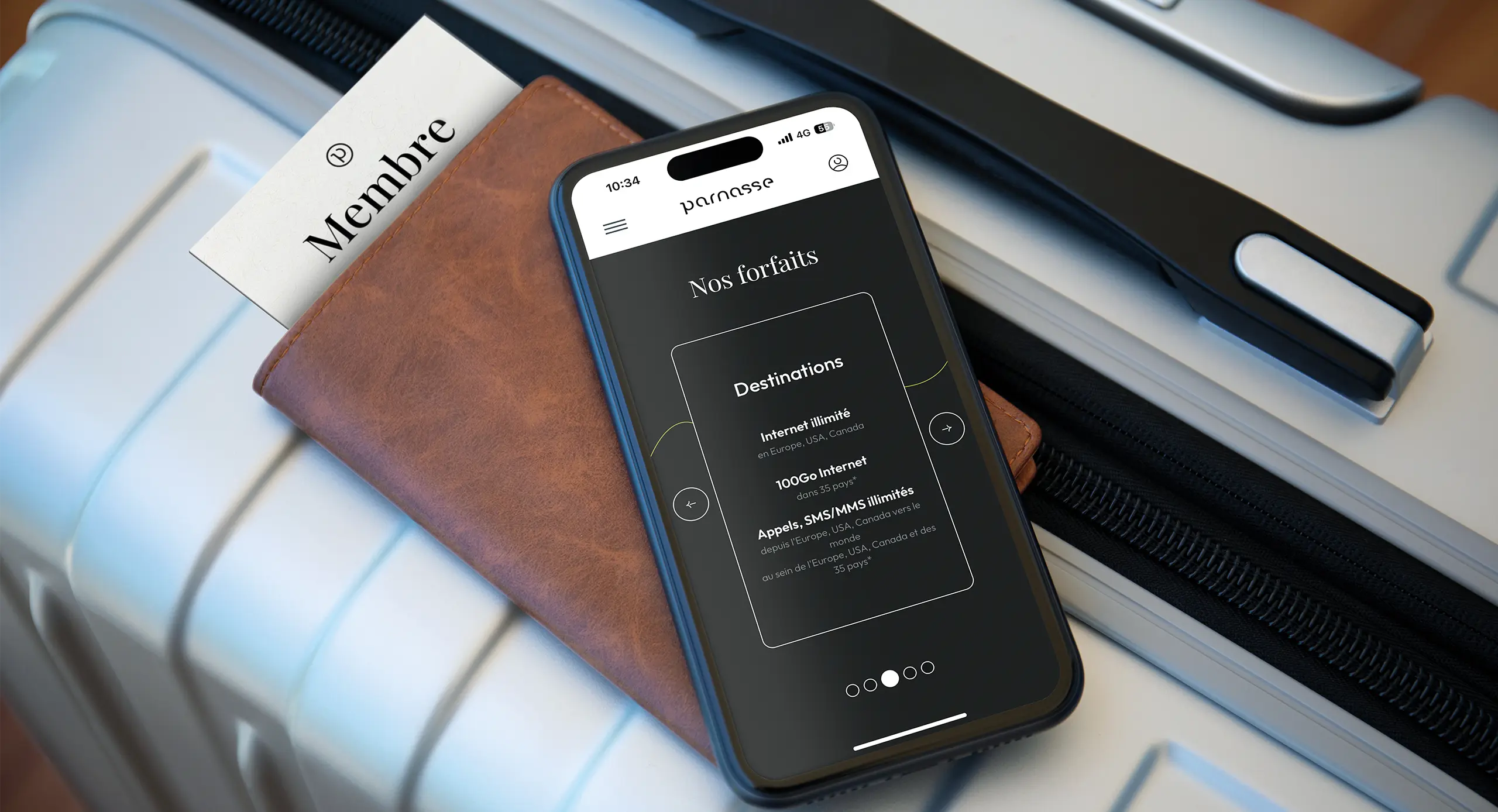 Mobile sur une valise