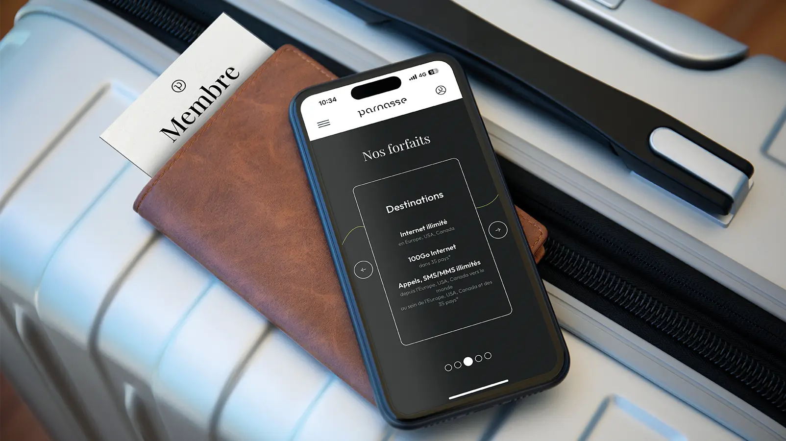 Mobile sur une valise